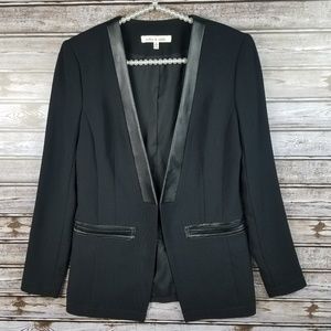 Robbi Nikki dress jacket blazer faux leather trim
